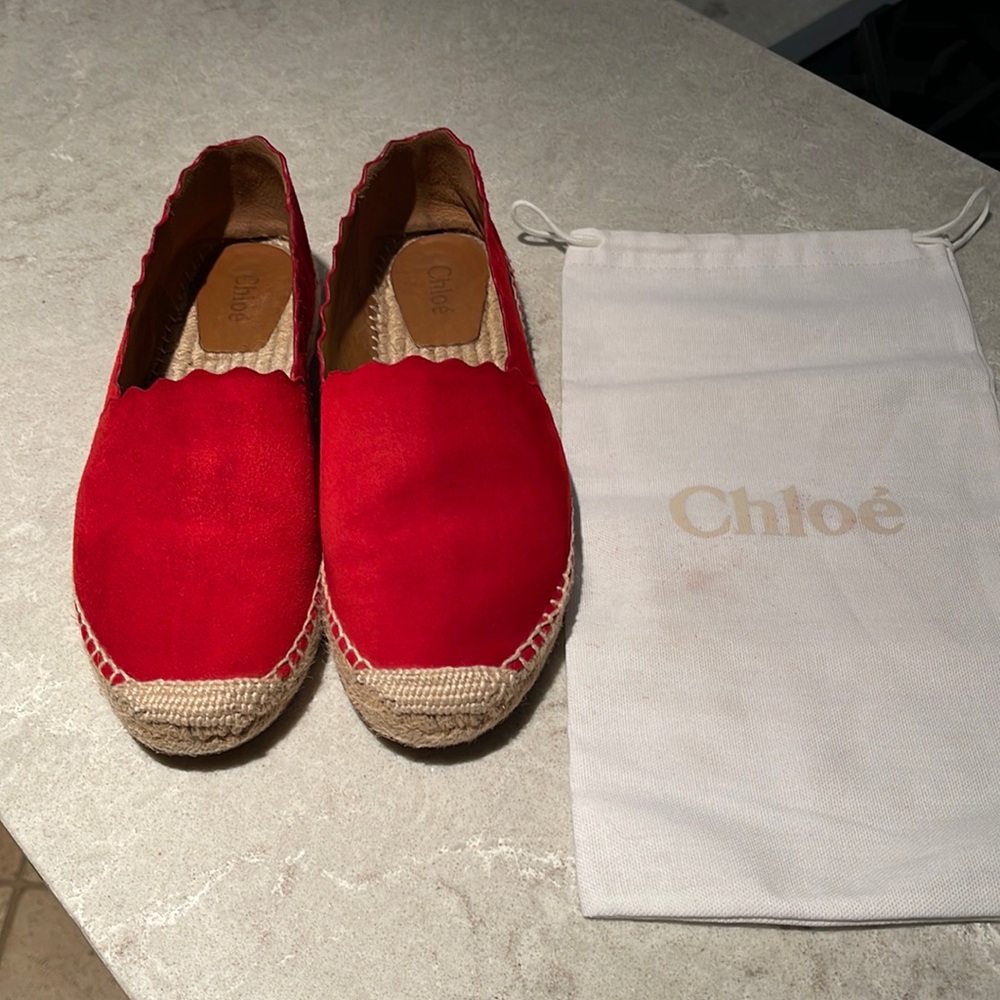 Chloe Scalloped Suede Espadrilles